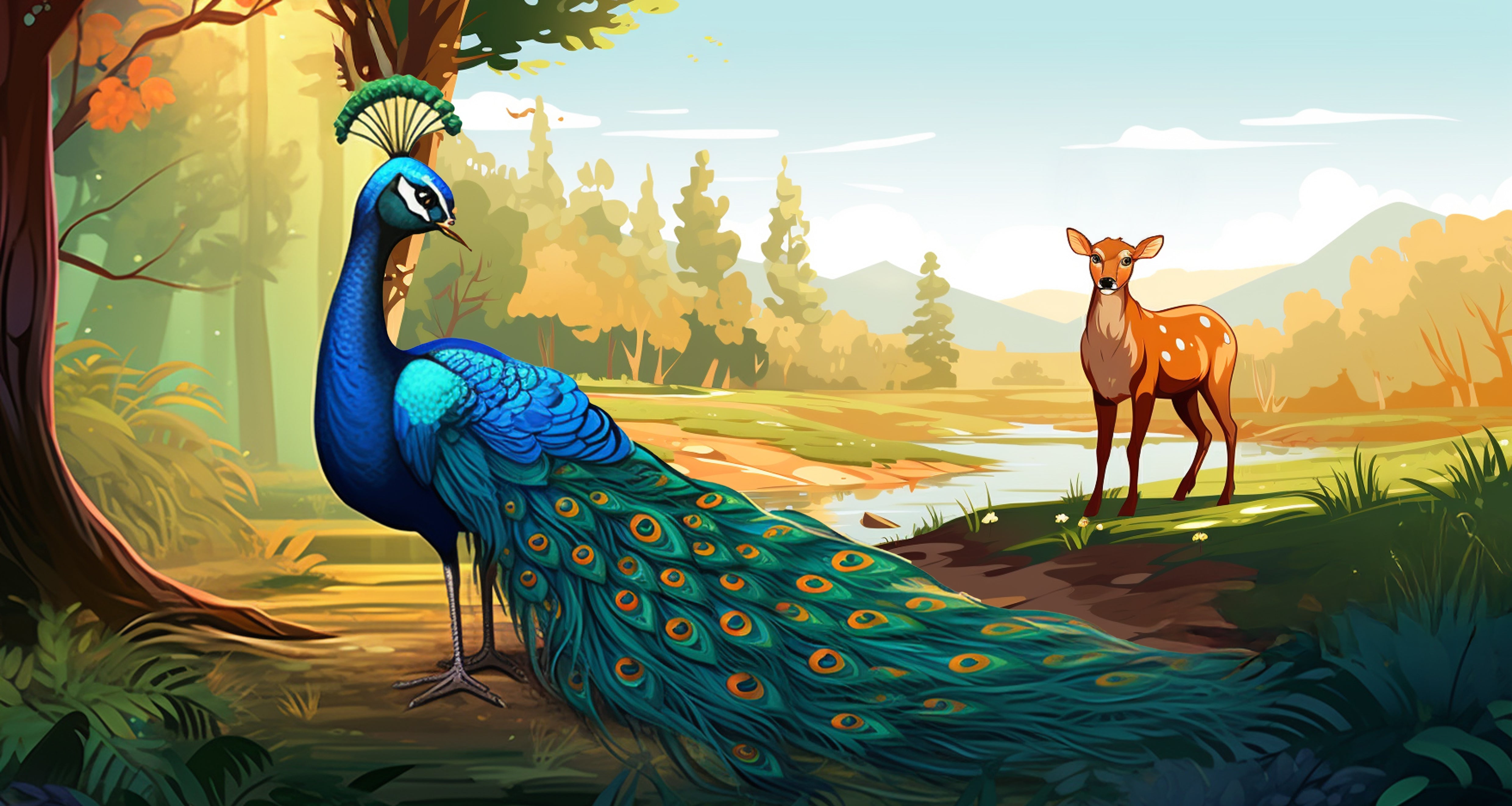 Das Reh und der Pfau