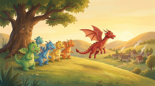 Die jungen Drachen sammeln sich zum Rennen um den Hügel