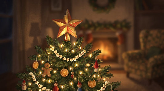 Der Blechstern auf der Spitze des Weihnachtsbaums
