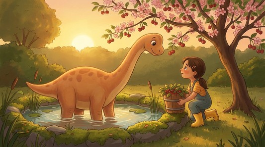 Ein Dinosaurier im Gartenteich