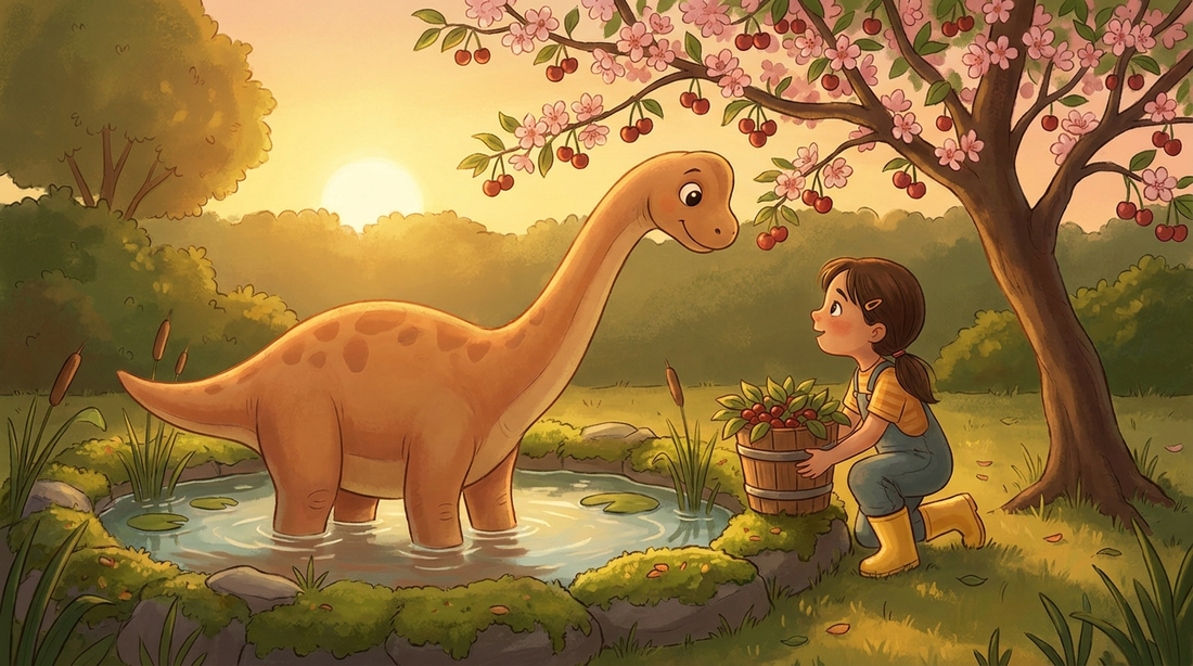 Ein Dinosaurier im Gartenteich