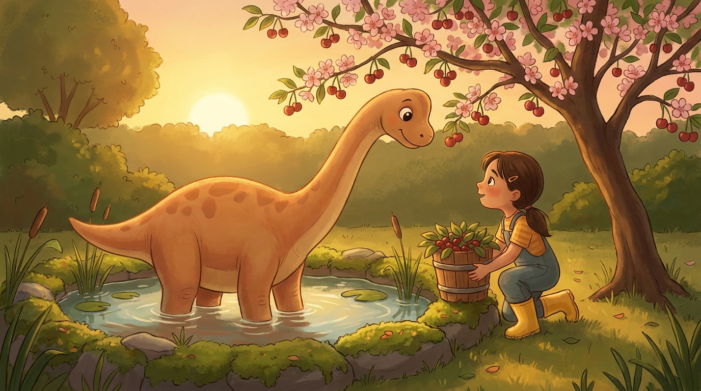 Ein Dinosaurier im Gartenteich