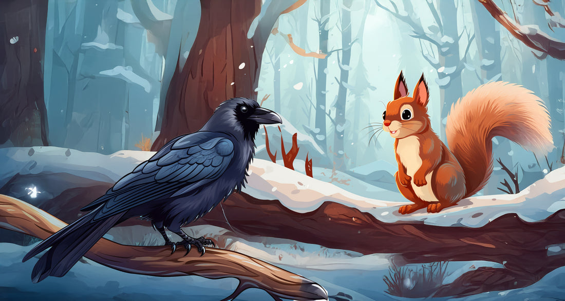 Das Eichhörnchen und der Rabe