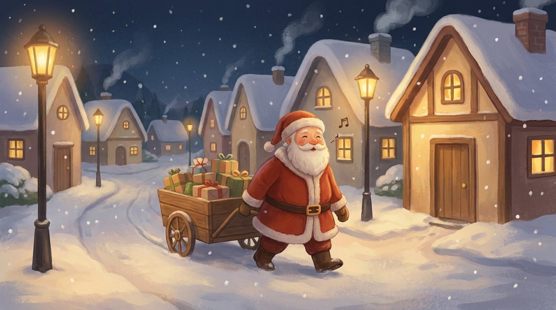 Ein Nikolaus mit Bollerwagen