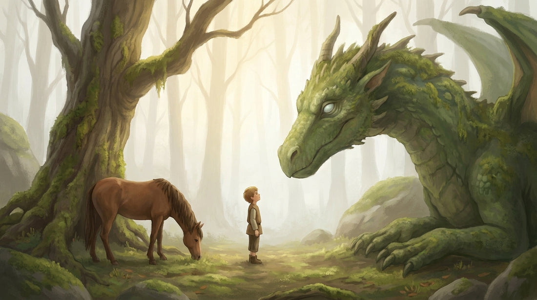 Til steht vor dem alten Drachen im Nebel