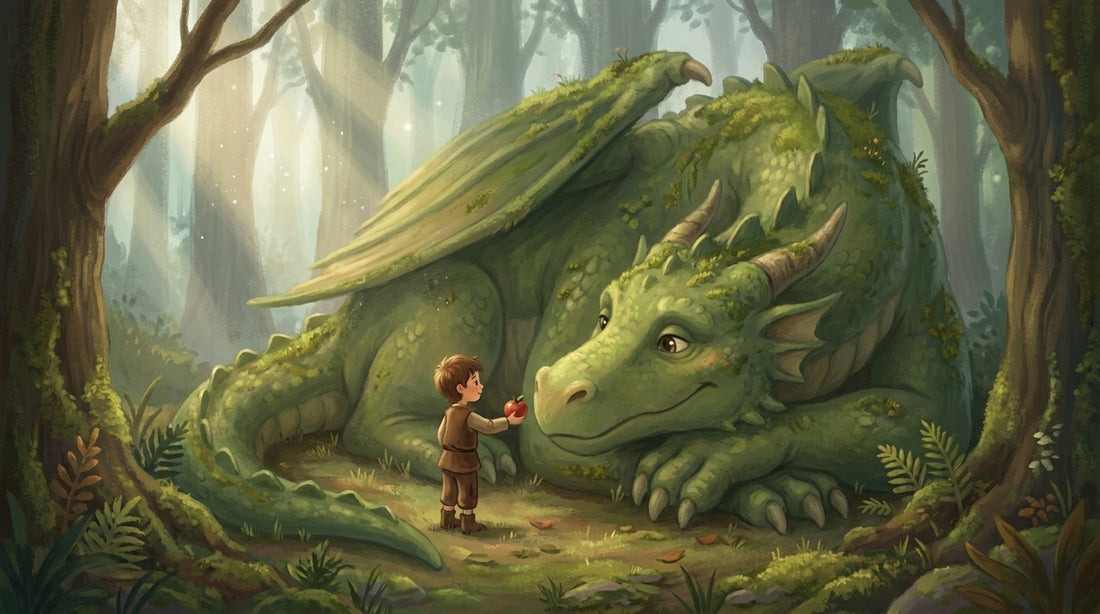 Til gibt dem Drachen einen Apfel