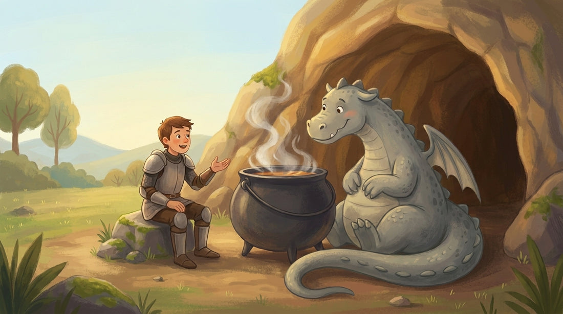 Marek und der Drache essen zusammen