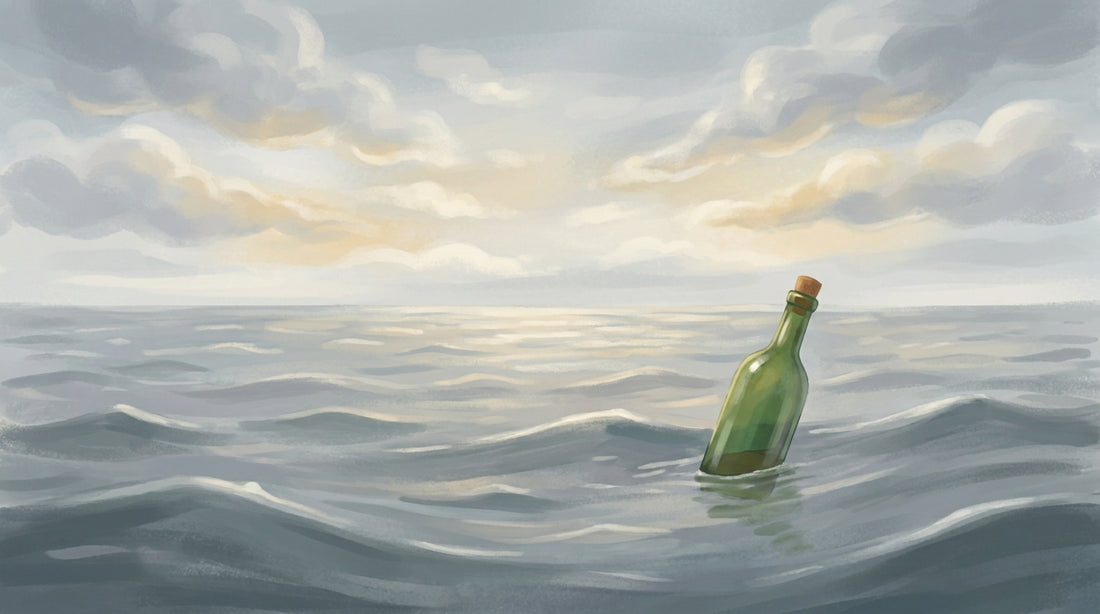 Die Flasche treibt auf offener See