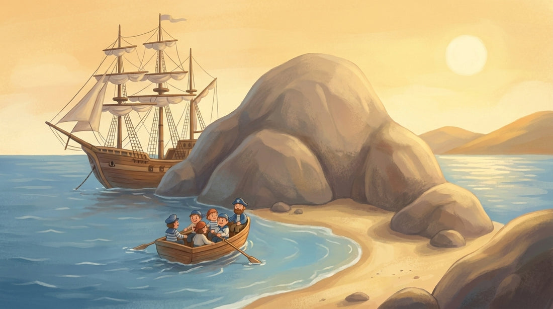 Die ALTE GRETE ankert hinter der Insel
