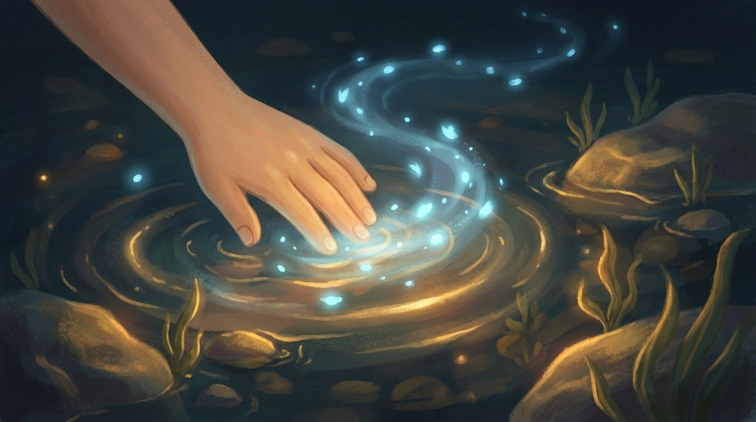 Ein Leuchtstreifen hinter der Hand